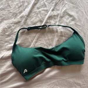 Alphalete Amplify Minimal Halter Bra in Court Green